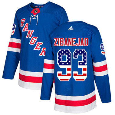 Personalized Youth Detroit Rangers #93 Mika Zibanejad Royal Blue Home Authentic USA Flag Stitched NHL Jersey