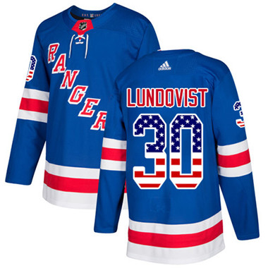 Personalized Youth Detroit Rangers #30 Henrik Lundqvist Royal Blue Home Authentic USA Flag Stitched NHL Jersey