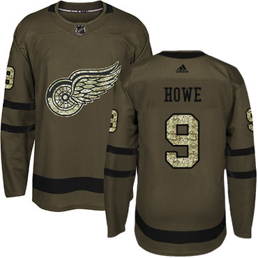 Personalized Youth Detroit Red Wings #9 Gordie Howe Green Salute to Service Stitched NHL Jersey