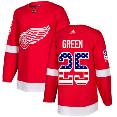 Personalized Youth Detroit Red Wings #25 Mike Green Red Home Authentic USA Flag Stitched NHL Jersey