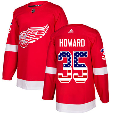 Personalized Youth Detroit Red Wings #35 Jimmy Howard Red Home Authentic USA Flag Stitched NHL Jersey