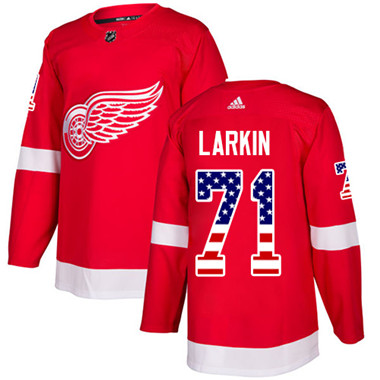 Personalized Youth Detroit Red Wings #71 Dylan Larkin Red Home Authentic USA Flag Stitched NHL Jersey