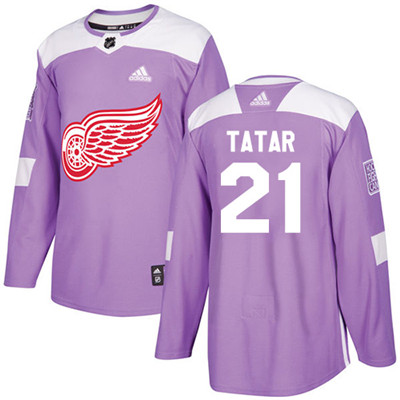 Personalized Youth Detroit Red Wings #21 Tomas Tatar Purple Authentic Fights Cancer Stitched NHL Jersey