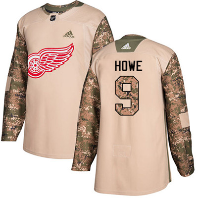 Personalized Youth Detroit Red Wings #9 Gordie Howe Camo Authentic 2017 Veterans Day Stitched NHL Jersey