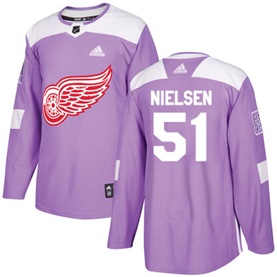 Personalized Youth Detroit Red Wings #51 Frans Nielsen Purple Authentic Fights Cancer Stitched NHL Jersey