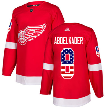 Personalized Youth Detroit Red Wings #8 Justin Abdelkader Red Home Authentic USA Flag Stitched NHL Jersey