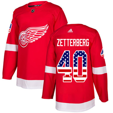 Personalized Youth Detroit Red Wings #40 Henrik Zetterberg Red Home Authentic USA Flag Stitched NHL Jersey