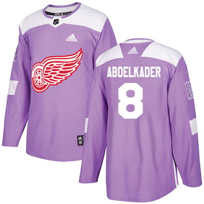 Personalized Youth Detroit Red Wings #8 Justin Abdelkader Purple Authentic Fights Cancer Stitched NHL Jersey