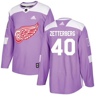 Personalized Youth Detroit Red Wings #40 Henrik Zetterberg Purple Authentic Fights Cancer Stitched NHL Jersey