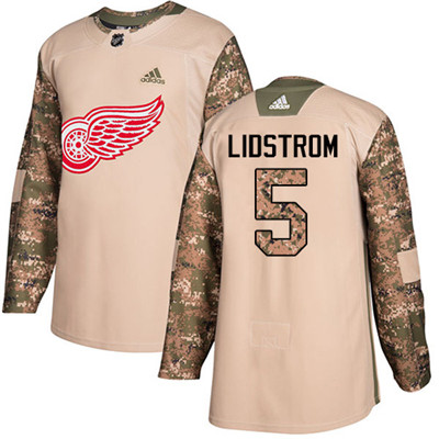 Personalized Youth Detroit Red Wings #5 Nicklas Lidstrom Camo Authentic 2017 Veterans Day Stitched NHL Jersey