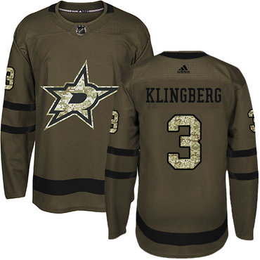 Personalized Youth Dallas Stars #3 John Klingberg Green Salute to Service Stitched NHL Jersey
