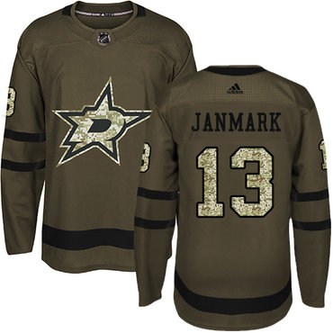 Personalized Youth Dallas Stars #13 Mattias Janmark Green Salute to Service Stitched NHL Jersey