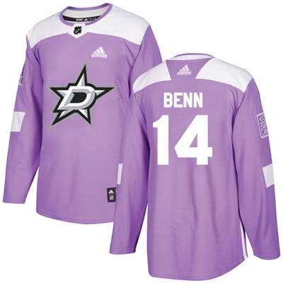 Personalized Youth Dallas Stars #14 Jamie Benn Purple Authentic Fights Cancer Stitched NHL Jersey