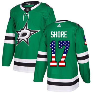 Personalized Youth Dallas Stars #17 Devin Shore Green Home Authentic USA Flag Stitched NHL Jersey