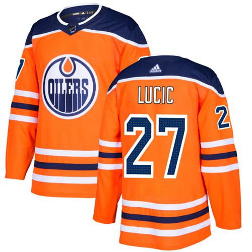 Personalized Youth Edmonton Oilers #27 Milan Lucic Orange Home Authentic Stitched NHL Jersey
