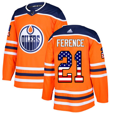 Personalized Youth Edmonton Oilers #21 Andrew Ference Orange Home Authentic USA Flag Stitched NHL Jersey