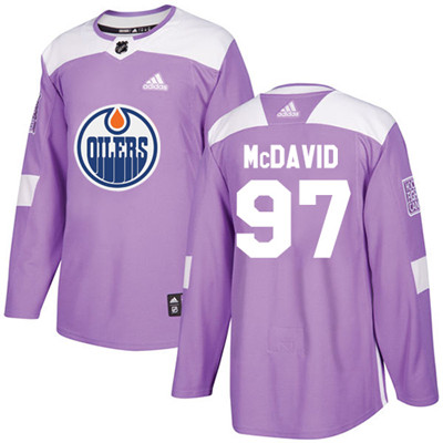 Personalized Youth Edmonton Oilers #97 Connor McDavid Purple Authentic Fights Cancer Stitched NHL Jersey