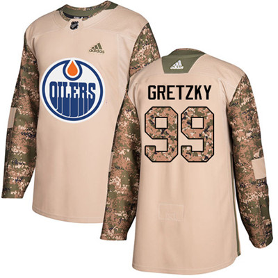 Personalized Youth Edmonton Oilers #99 Wayne Gretzky Camo Authentic 2017 Veterans Day Stitched NHL Jersey