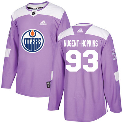 Personalized Youth Edmonton Oilers #93 Ryan Nugent-Hopkins Purple Authentic Fights Cancer Stitched NHL Jersey