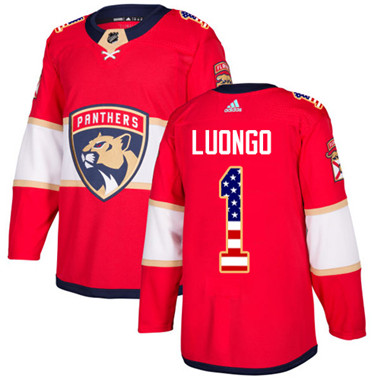 Personalized Youth Florida Panthers #1 Roberto Luongo Red Home Authentic USA Flag Stitched NHL Jersey