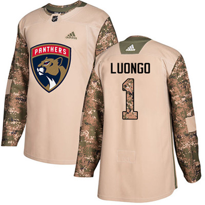Personalized Youth Florida Panthers #1 Roberto Luongo Camo Authentic 2017 Veterans Day Stitched NHL Jersey