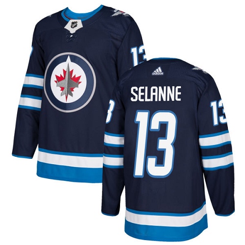 Personalized Youth Winnipeg Jets #13 Teemu Selanne Navy Blue Home Authentic Stitched NHL Jersey