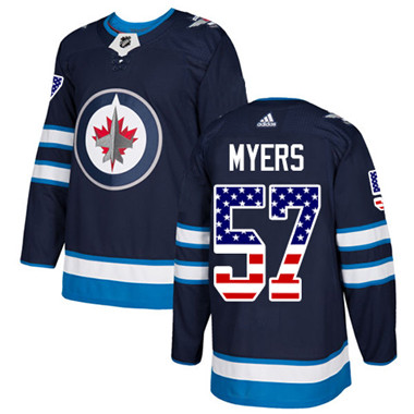 Personalized Youth Winnipeg Jets #57 Tyler Myers Navy Blue Home Authentic USA Flag Stitched NHL Jersey
