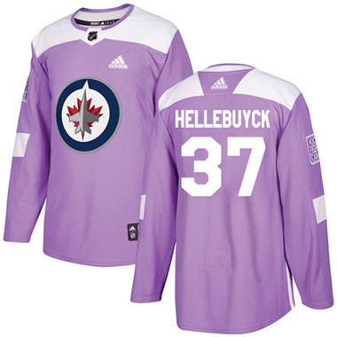 Personalized Youth Winnipeg Jets #37 Connor Hellebuyck Purple Authentic Fights Cancer Stitched NHL Jersey