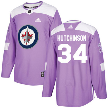 Personalized Youth Winnipeg Jets #34 Michael Hutchinson Purple Authentic Fights Cancer Stitched NHL Jersey