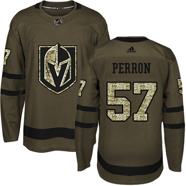 Personalized Youth Vegas Golden Knights #57 David Perron Green Salute to Service Stitched NHL Jersey