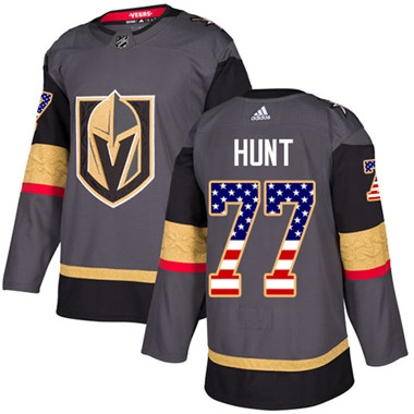 Personalized Youth Vegas Golden Knights #77 Brad Hunt Grey Home Authentic USA Flag Stitched NHL Jersey