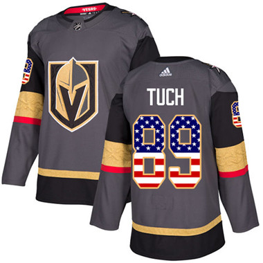 Personalized Youth Vegas Golden Knights #89 Alex Tuch Grey Home Authentic USA Flag Stitched NHL Jersey