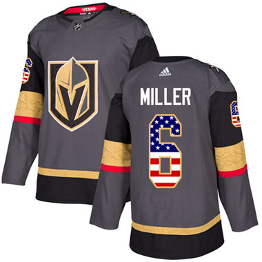 Personalized Youth Vegas Golden Knights #6 Colin Miller Grey Home Authentic USA Flag Stitched NHL Jersey