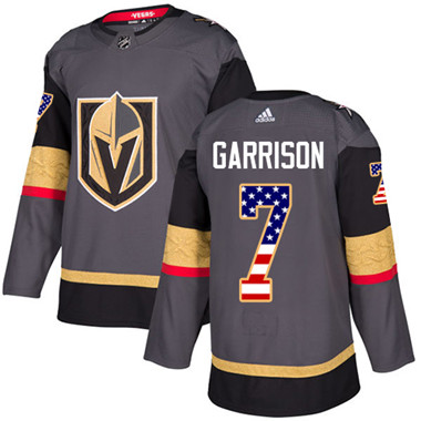 Personalized Youth Vegas Golden Knights #7 Jason Garrison Grey Home Authentic USA Flag Stitched NHL Jersey