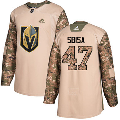 Personalized Youth Vegas Golden Knights #47 Luca Sbisa Camo Authentic 2017 Veterans Day Stitched NHL Jersey