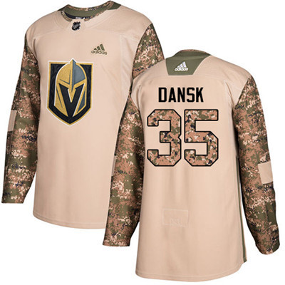Personalized Youth Vegas Golden Knights #35 Oscar Dansk Camo Authentic 2017 Veterans Day Stitched NHL Jersey