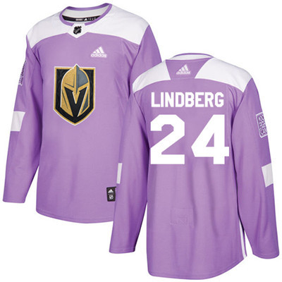 Personalized Youth Vegas Golden Knights #24 Oscar Lindberg Purple Authentic Fights Cancer Stitched NHL Jersey