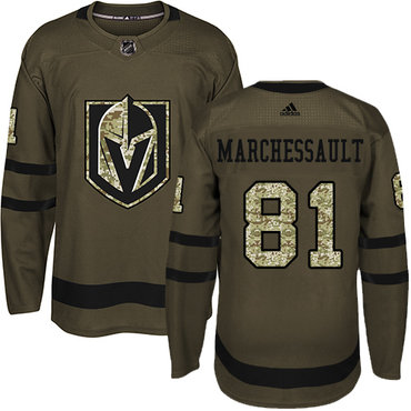 Personalized Youth Vegas Golden Knights #81 Jonathan Marchessault Green Salute to Service Stitched NHL Jersey