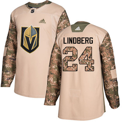 Personalized Youth Vegas Golden Knights #24 Oscar Lindberg Camo Authentic 2017 Veterans Day Stitched NHL Jersey