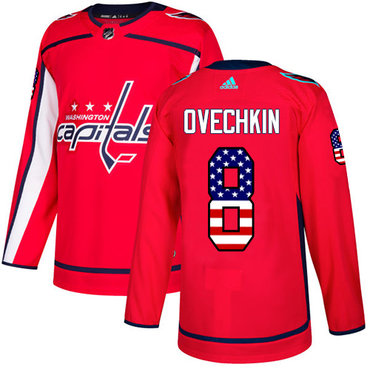 Personalized Youth Washington Capitals #8 Alex Ovechkin Red Home Authentic USA Flag Stitched NHL Jersey