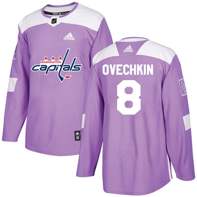 Personalized Youth Washington Capitals #8 Alex Ovechkin Purple Authentic Fights Cancer Stitched NHL Jersey