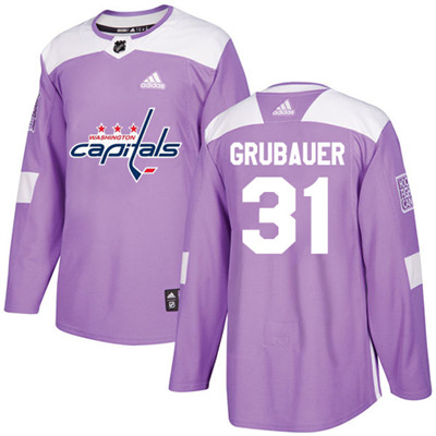 Personalized Youth Washington Capitals #31 Philipp Grubauer Purple Authentic Fights Cancer Stitched NHL Jersey