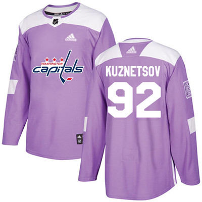 Personalized Youth Washington Capitals #92 Evgeny Kuznetsov Purple Authentic Fights Cancer Stitched NHL Jersey