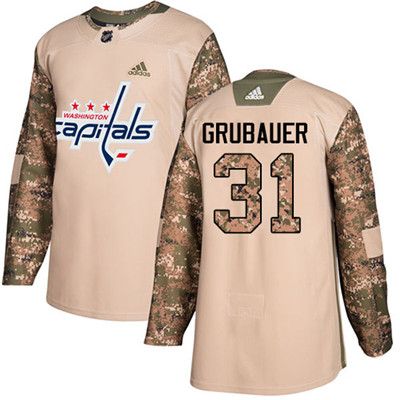 Personalized Youth Washington Capitals #31 Philipp Grubauer Camo Authentic 2017 Veterans Day Stitched NHL Jersey