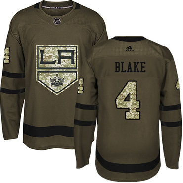 Personalized Youth Los Angeles Kings #4 Rob Blake Green Salute to Service Stitched NHL Jersey