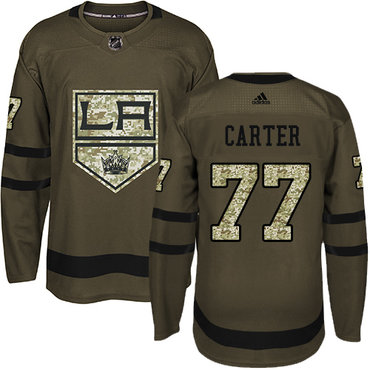 Personalized Youth Los Angeles Kings #77 Jeff Carter Green Salute to Service Stitched NHL Jersey