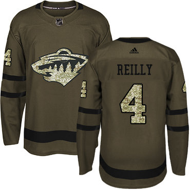 Personalized Youth Minnesota Wild #4 Mike Reilly Green Salute to Service Stitched NHL Jersey