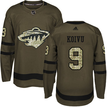 Personalized Youth Minnesota Wild #9 Mikko Koivu Green Salute to Service Stitched NHL Jersey