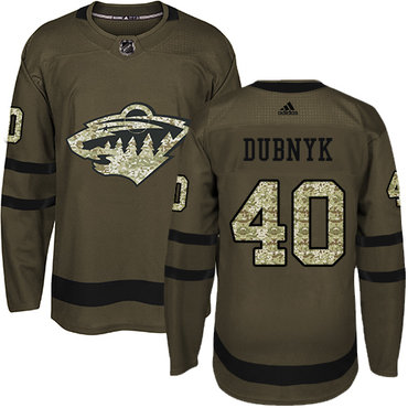 Personalized Youth Minnesota Wild #40 Devan Dubnyk Green Salute to Service Stitched NHL Jersey