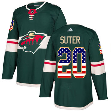 Personalized Youth Minnesota Wild #20 Ryan Suter Green Home Authentic USA Flag Stitched NHL Jersey